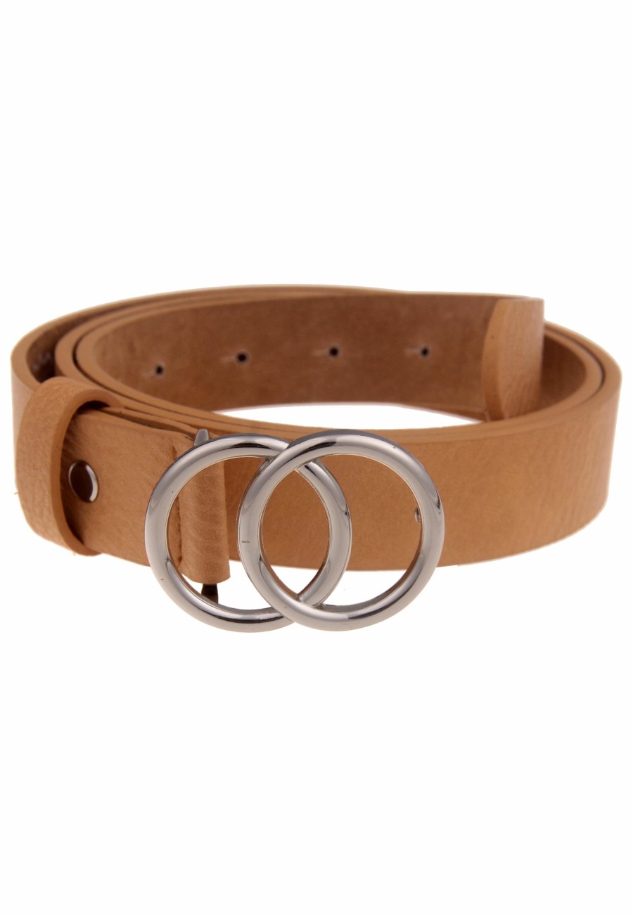 Gurtel Leslii | Leslii Damen-Gurtel Classic-Gurtel Doppel Ring Brauner Gurtel Breite 3Cm Steck-Schliese Sand Braun