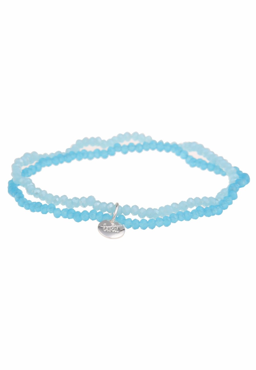 Armschmuck Leslii | Leslii Damen-Armband Kelly Kristall Glasperlen-Armband Modeschmuck-Armband Dehnbar Blau