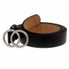 Gurtel Leslii | Leslii Damen-Gurtel Classic-Gurtel Doppel Ring Schwarzer Gurtel Breite 3Cm Steck-Schliese Schwarz