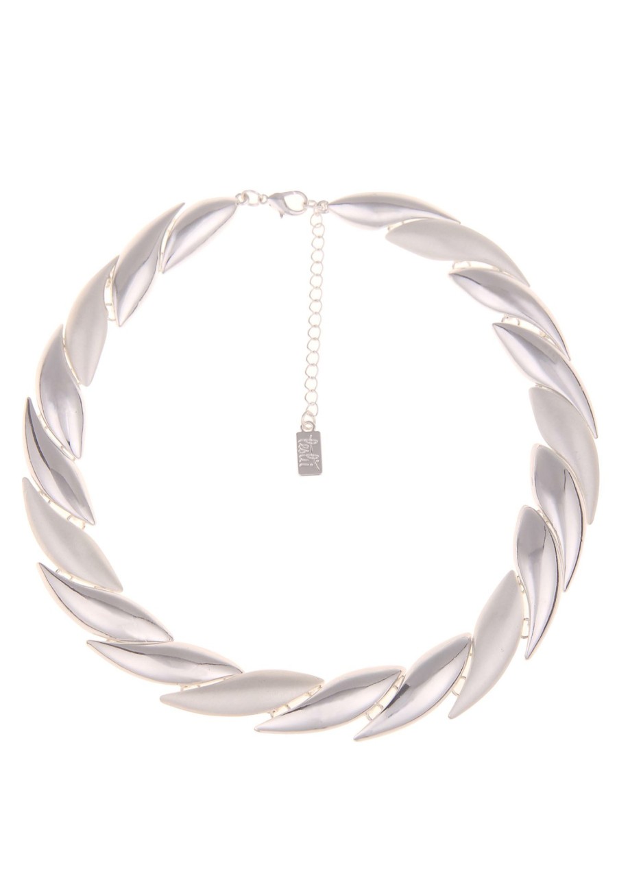 Ketten Leslii | Leslii Damen-Kette Schwung Statement-Kette Kurze Halskette Silberne Modeschmuck-Kette Silber