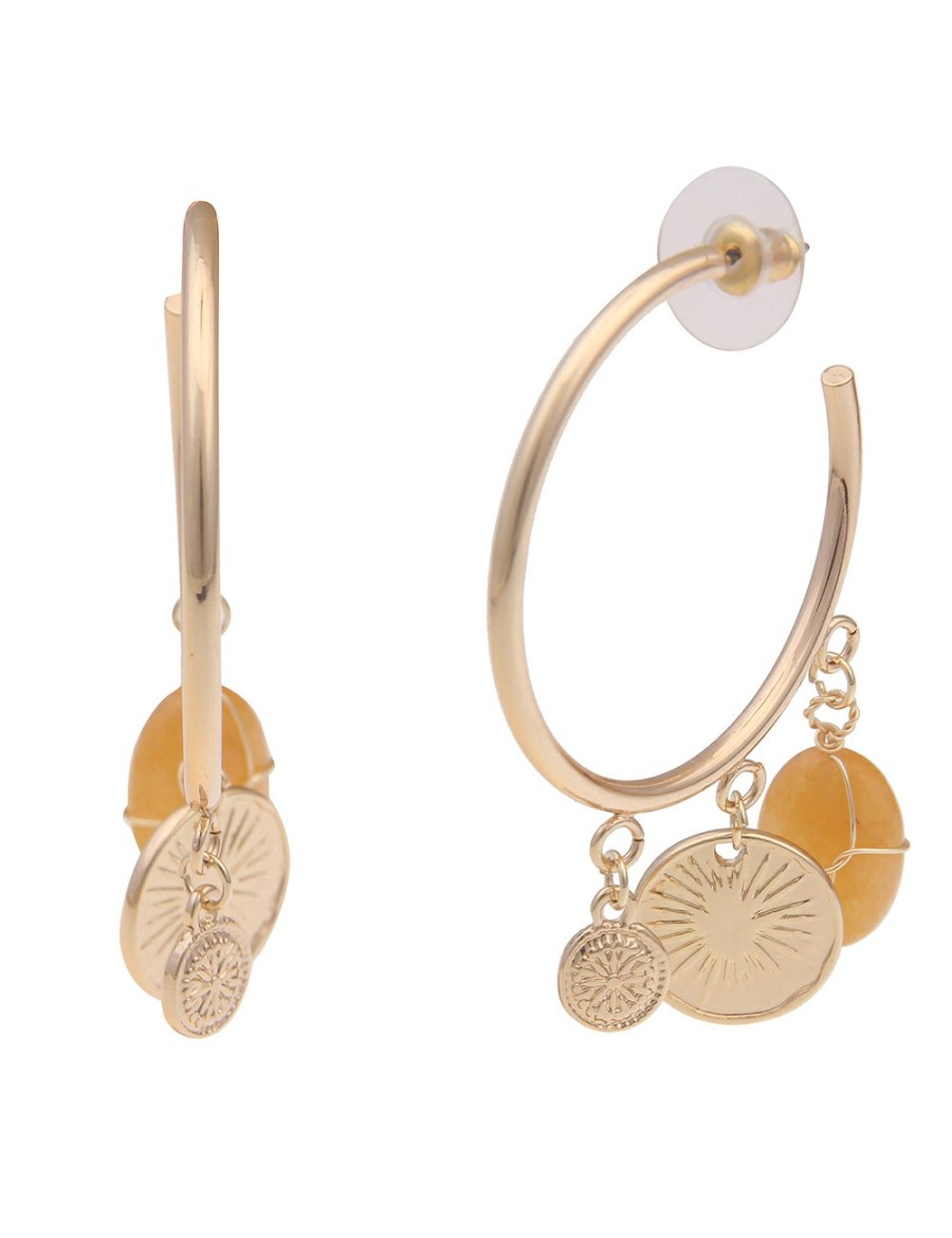 Ohrschmuck Leslii | Leslii Ohrringe Creolen Munzen Look In Gold Braun