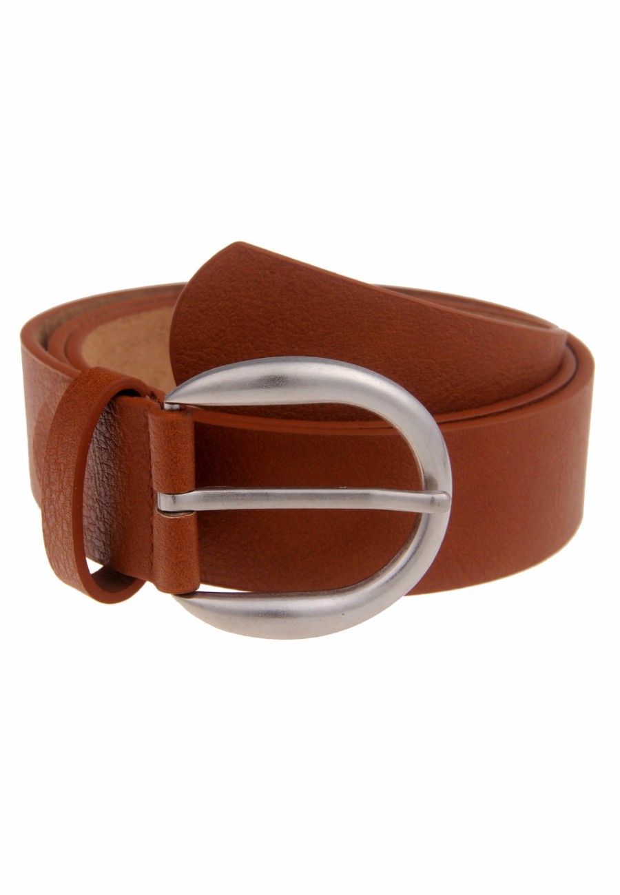 Gurtel Leslii | Leslii Damen-Gurtel Basic Uni Einfarbig Brauner Gurtel Breite 3,5Cm Dornschliese Cognac Braun