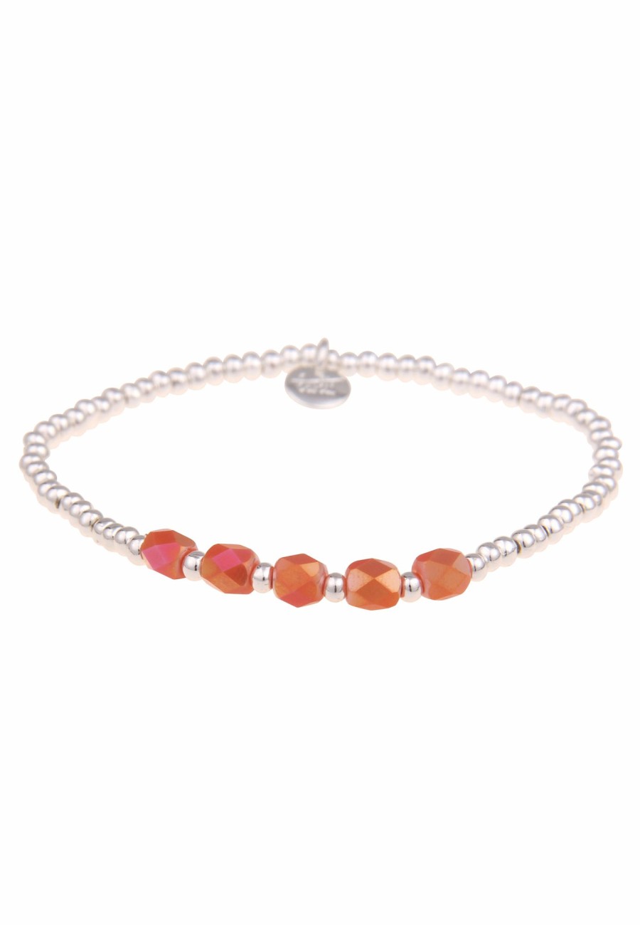 Armschmuck Leslii | Leslii Damen-Armband Konny Kristall Glasperlen-Armband Modeschmuck-Armband Dehnbar Orange