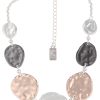 Ketten Leslii | Leslii Damen-Kette Tricolor Statement-Kette Kurze Modeschmuck-Kette In Rose Silber Grau