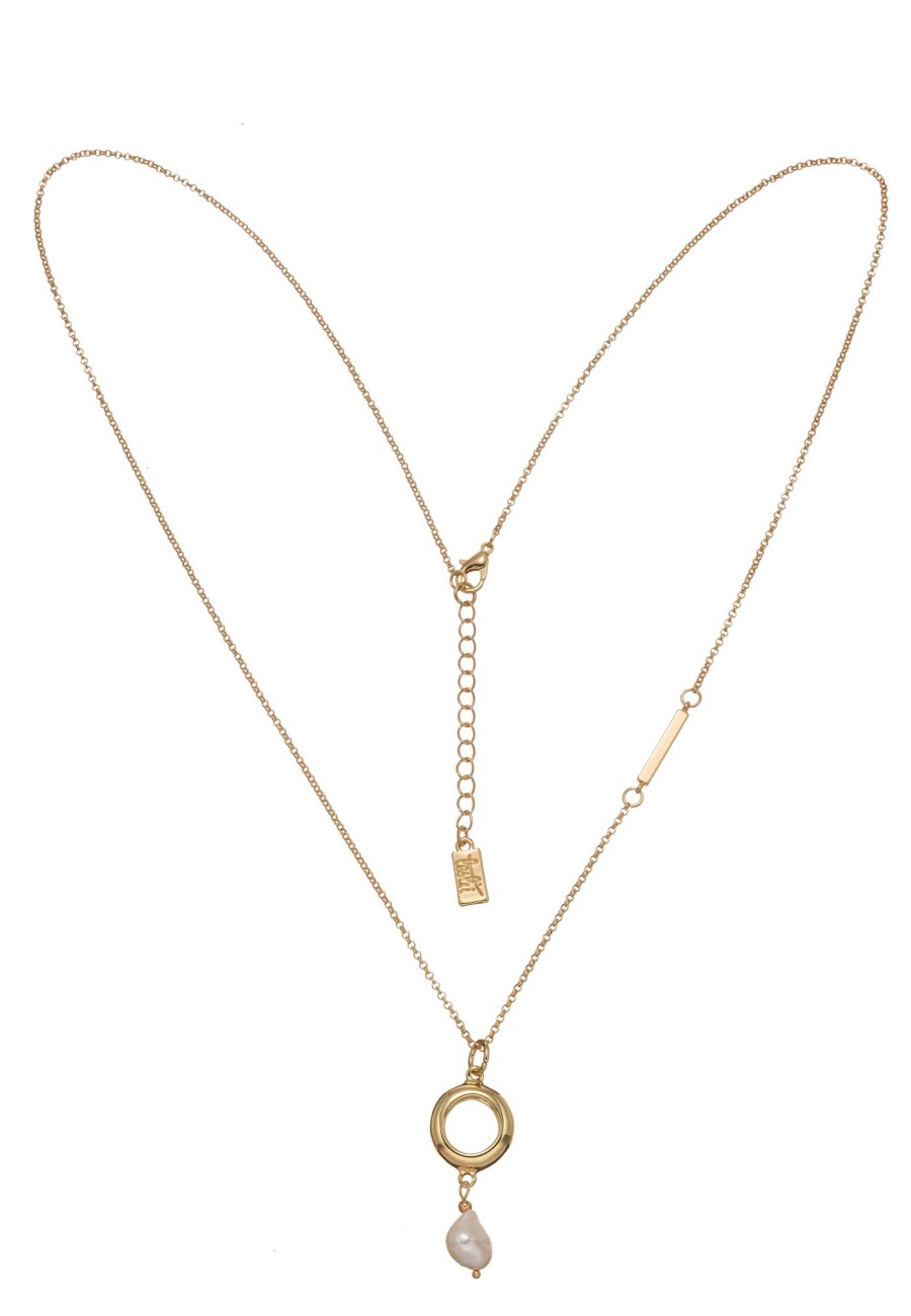 Ketten Leslii | Leslii Lange Halskette Mit Perlenanhanger Gold