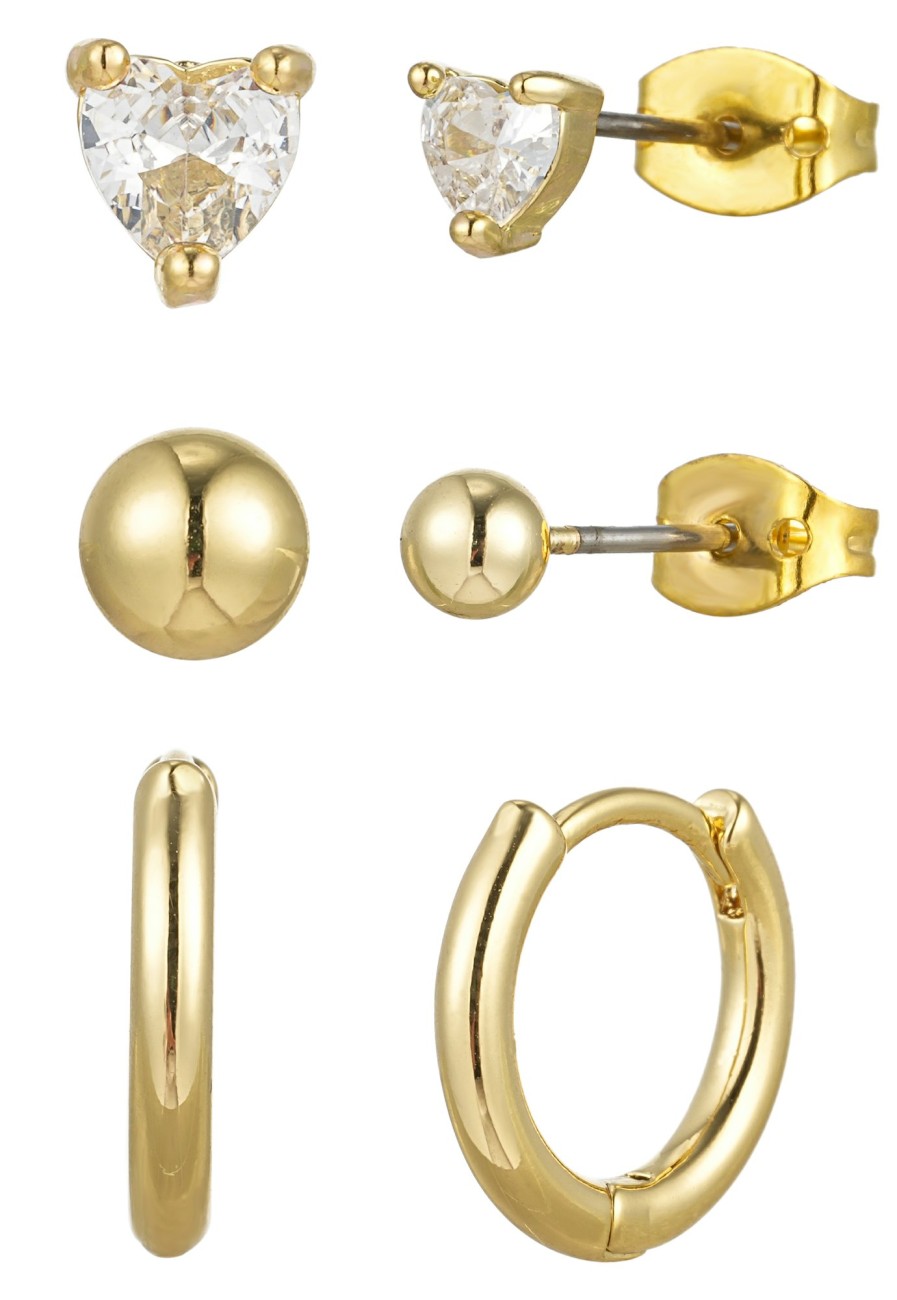 Ohrschmuck Leslii | Leslii Ohrring Set Gold Herz-Kristall