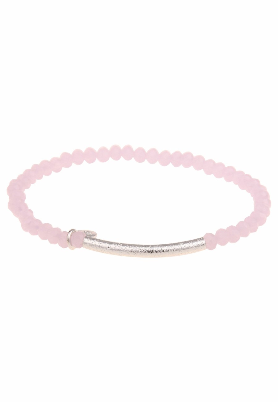 Armschmuck Leslii | Leslii Damen-Armband Kim Kristall Glasperlen-Armband Modeschmuck-Armband Dehnbar Rosa