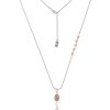 Ketten Leslii | Leslii Damen-Kette Stern-Anhanger Strass Lange Halskette Star Bicolor In Silber Rose