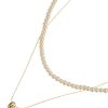 Ketten Leslii | Leslii Kurze Layering-Kette Perlen Goldene Kette Gold Weis