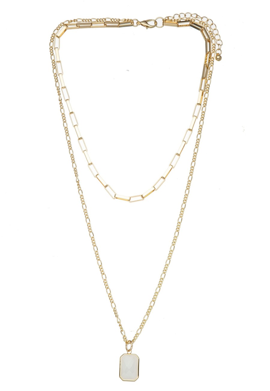 Ketten Leslii | Leslii Layering Kette Stein Weis Gold