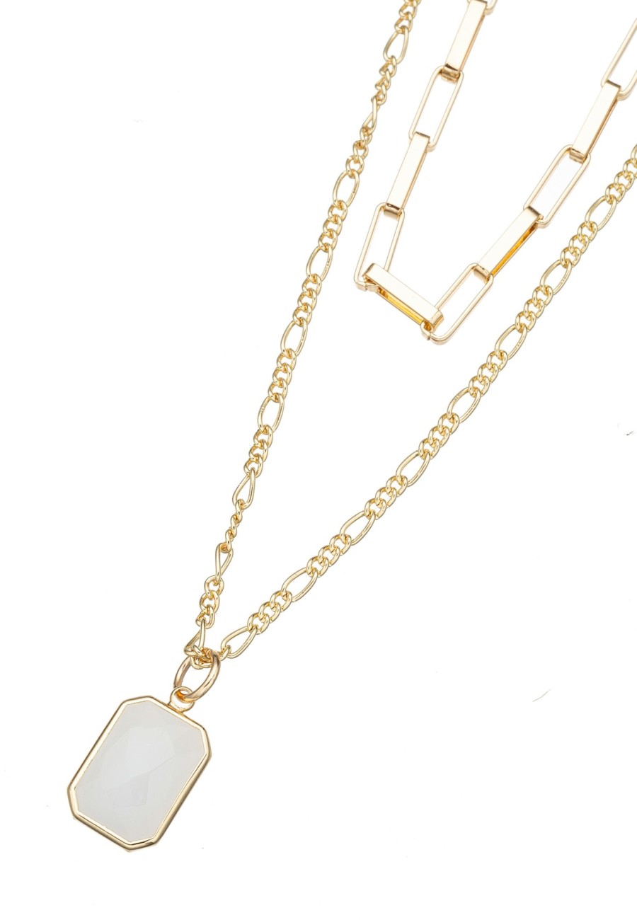 Ketten Leslii | Leslii Layering Kette Stein Weis Gold