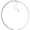 Ketten Leslii | Leslii Kurze Halskette Glitzer Strass-Collier Kristall Silber Braun