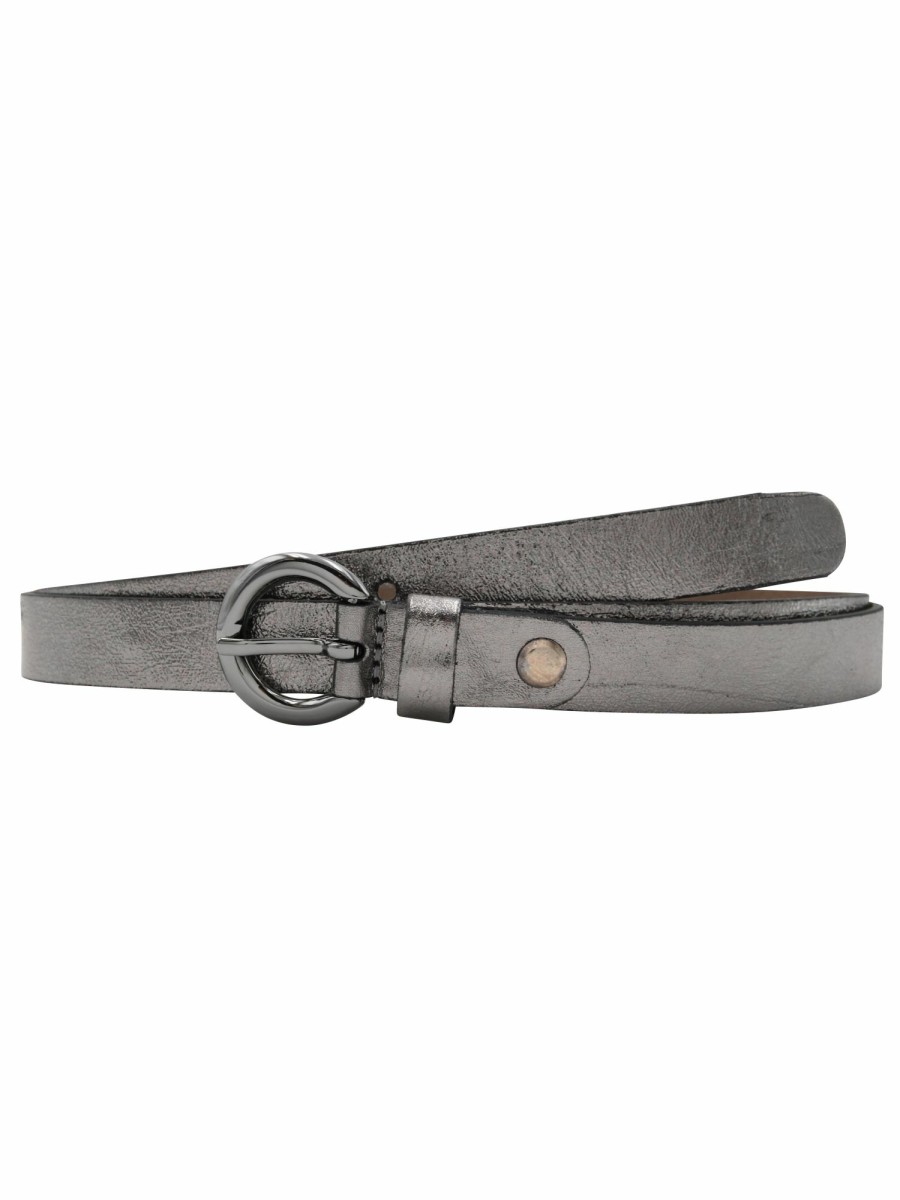 Gurtel Leslii | Leslii Premium Gurtel Echter Leder-Gurtel Kalbs-Nappaleder Breite 2Cm Narbung Gun Metal Grau