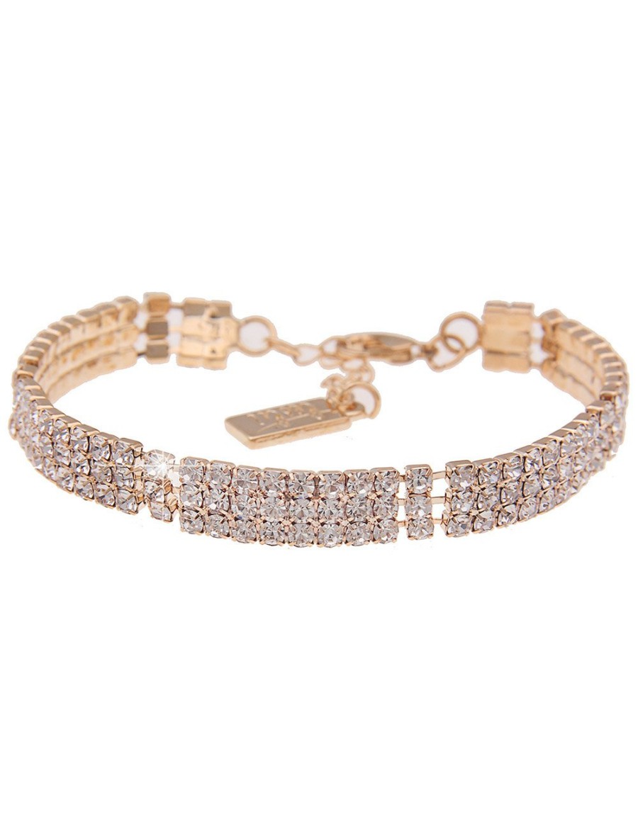 Armschmuck Leslii | Leslii Armband Statement Glitzer Strass-Armband In Gold Weis