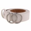 Gurtel Leslii | Leslii Damen-Gurtel Classic-Gurtel Doppel Ring Weiser Gurtel Breite 3Cm Steck-Schliese Weis Silber