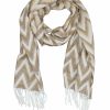 Schals Leslii | Leslii Schal Zickzack-Muster Gemusterter Schal Fransen-Schal Muster-Schal In Braun Beige