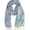 Schals Leslii | Leslii Schal Blumen-Muster Rosen Gemusterter Schal Fransen-Schal Muster-Schal In Blau Mint