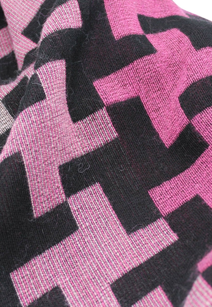 Schals Leslii | Leslii Schal Xxl Hahnentritt-Muster Pinker Schal Fransen-Schal Gemustert In Fuchsia Schwarz