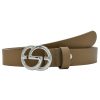 Gurtel Leslii | Leslii Premium Gurtel Echter Leder-Gurtel Tauper Gurtel Kalbs-Nappaleder Breite 3Cm Narbung Taupe