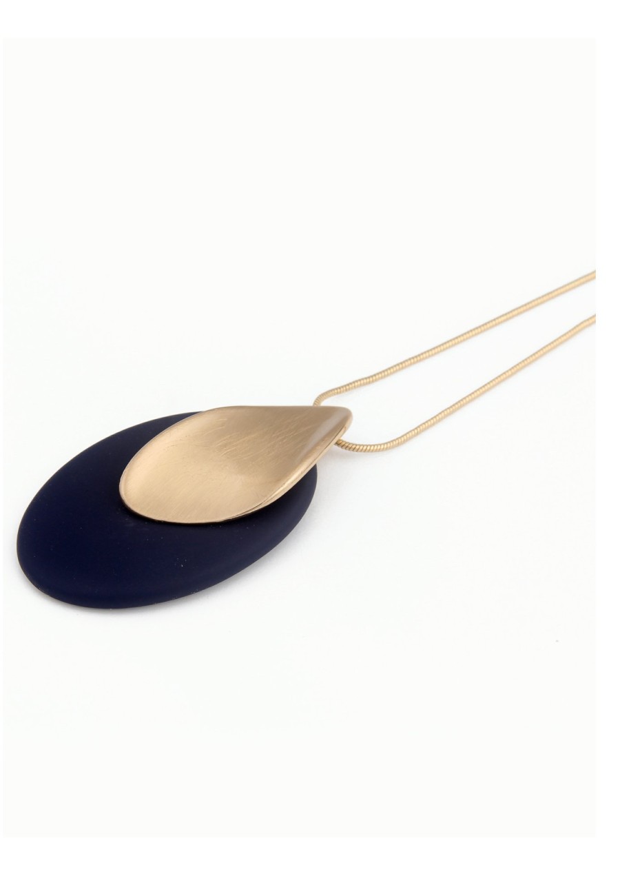 Ketten Leslii | Leslii Damen-Kette Statement Oval-Anhanger Lange Halskette Goldene Modeschmuck-Kette Gold B