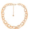 Ketten Leslii | Leslii Damen-Kette Statement Glasperlen Glieder-Kette Goldene Modeschmuck-Kette Gold Beige