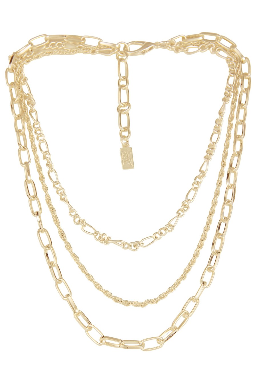 Ketten Leslii | Leslii Damen-Kette Statement Panzer-Kette Layering Glieder-Kette Goldene Modeschmuck-Kette Gold