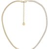 Ketten Leslii | Leslii Kurze Halskette Sparkles Goldene Collier-Kette Glas-Steine In Weis Gold