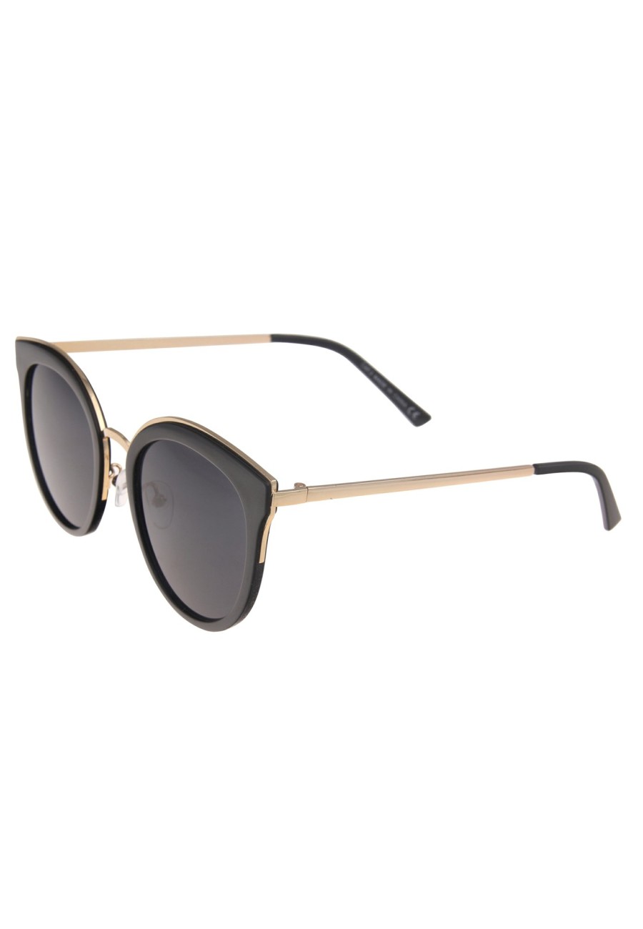 Sonnenbrillen Leslii | Leslii Sonnenbrille Damen Cateye Schwarze Sonnenbrille Designerbrille Sunglasses Metall Schwarz Gold