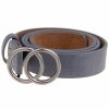 Gurtel Leslii | Leslii Damen-Gurtel Classic-Gurtel Doppel Ring Blauer Gurtel Steck-Schliese Breite 3Cm Rauchblau