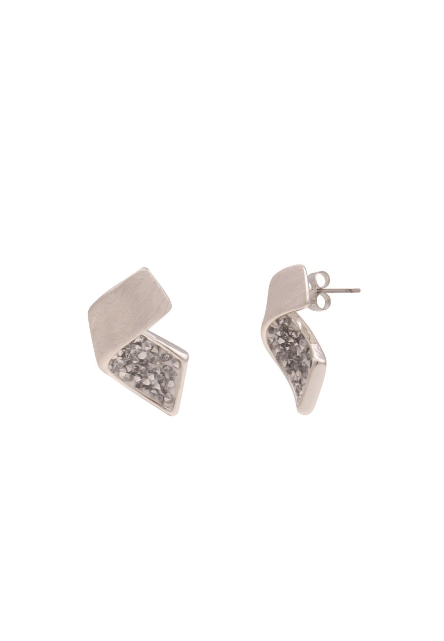 Ohrschmuck Leslii | Leslii Damen-Ohrringe Ohrstecker Angela Statement Glitzer Ohrstecker Modeschmuck-Ohrringe Silber