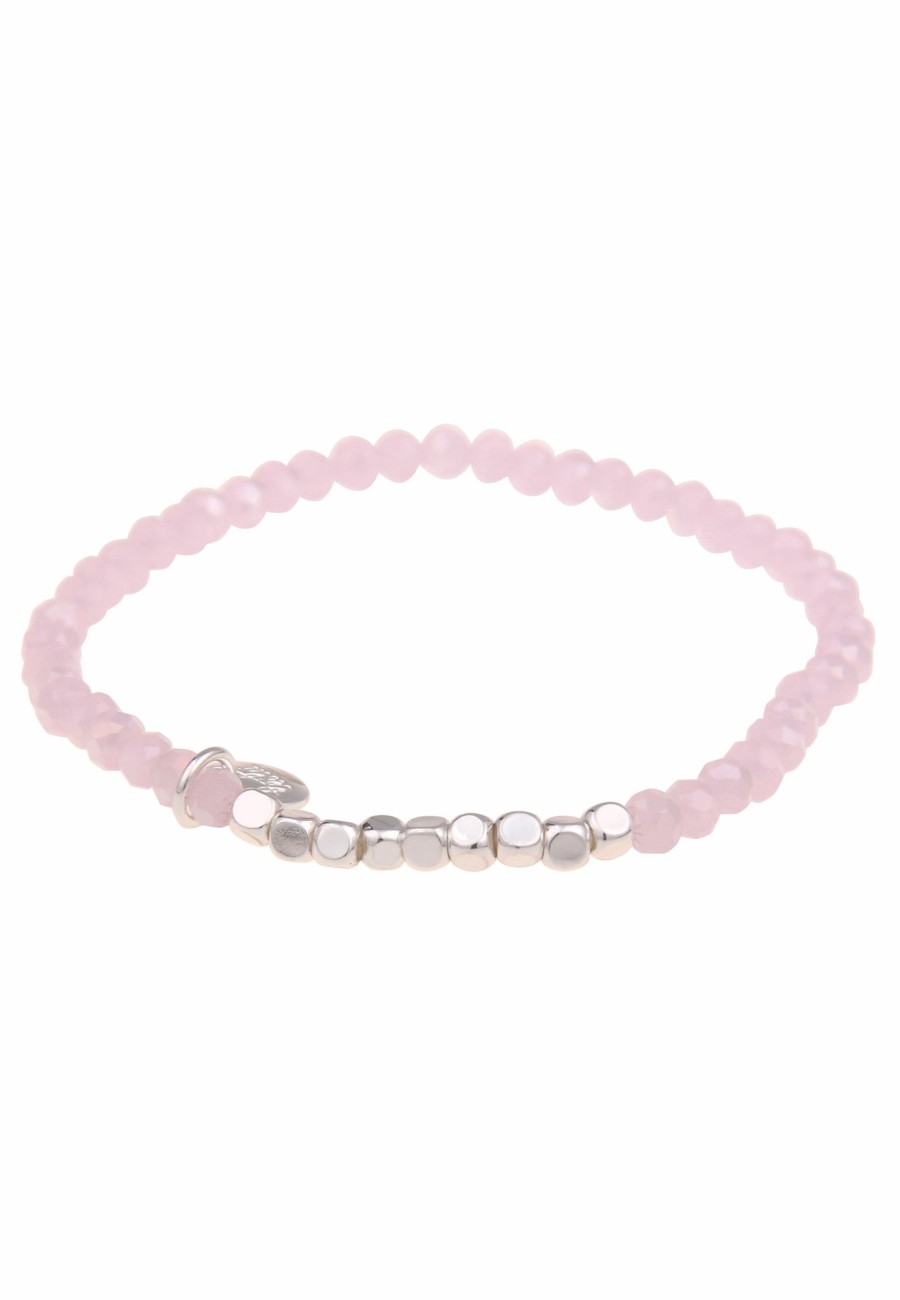 Armschmuck Leslii | Leslii Damen-Armband Kayla Kristall Glasperlen-Armband Modeschmuck-Armband Dehnbar Rosa