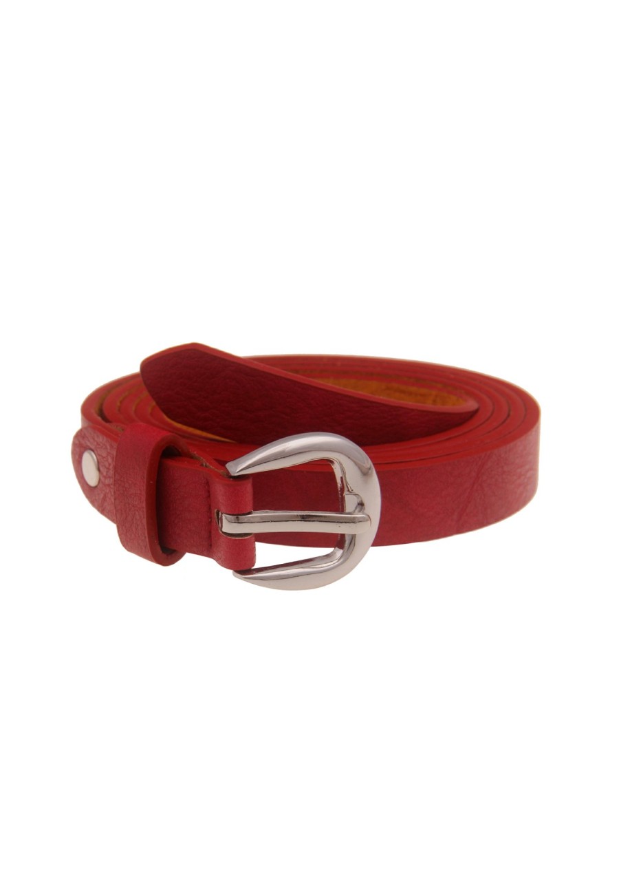 Gurtel Leslii | Leslii Damen-Gurtel Schmaler Gurtel Roter Gurtel Basic-Gurtel In Rot Silber