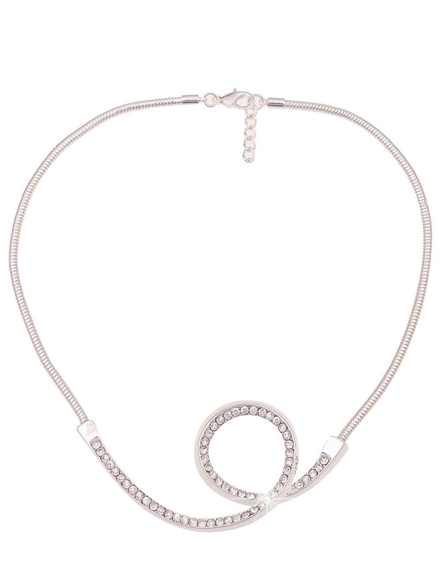 Ketten Leslii | Leslii Kurze Halskette Statement Glitzer Collier In Silber Weis