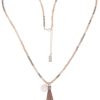 Ketten Leslii | Leslii Damen-Kette Natur-Steine Tassel-Anhanger Lange Halskette Modeschmuck-Kette Beige Grau