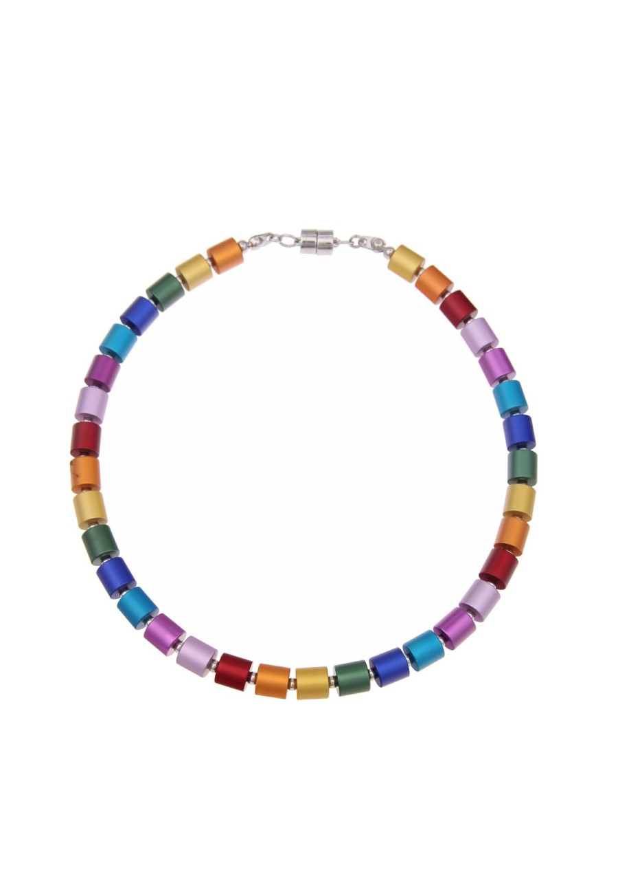 Ketten Leslii | Leslii Damen-Kette Premium Lucy Collier Zylinder Bunte Modeschmuck-Kette Kurze Kette Silber Bunt