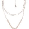 Ketten Leslii | Leslii Damen-Kette Statement Perlen-Kette Layering Glieder-Kette Modeschmuck-Kette Silber Weis