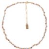 Ketten Leslii | Leslii Damen-Kette Natursteine Collier Bunte Steinkugel-Kette Kurze Modeschmuck-Kette Gold Pastell