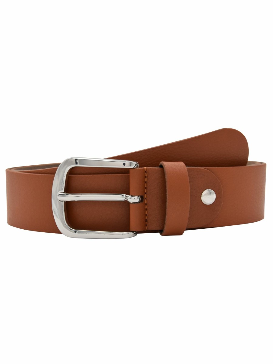 Gurtel Leslii | Leslii Premium Gurtel Echter Leder-Gurtel Brauner Gurtel Kalbs-Nappaleder Breite 4Cm Narbung Cognac