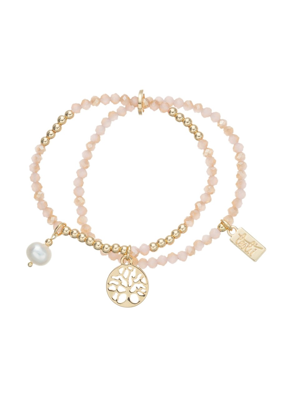 Armschmuck Leslii | Leslii Armband Lebensbaum Rosa Beige