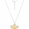 Ketten Leslii | Sale! Leslii Damen-Kette Colour Flower Blumen-Kette Blute Modeschmuck-Kette Silber Gelb