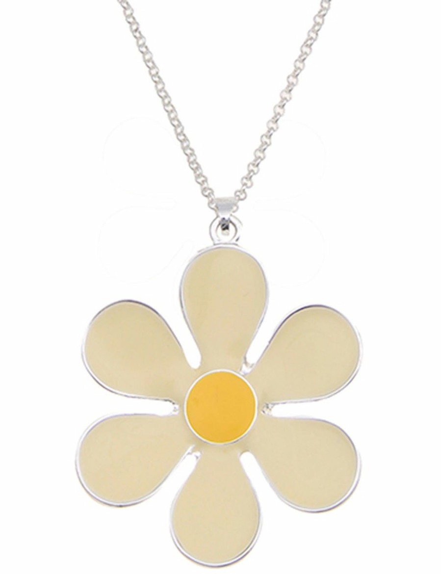 Ketten Leslii | Sale! Leslii Damen-Kette Colour Flower Blumen-Kette Blute Modeschmuck-Kette Silber Gelb