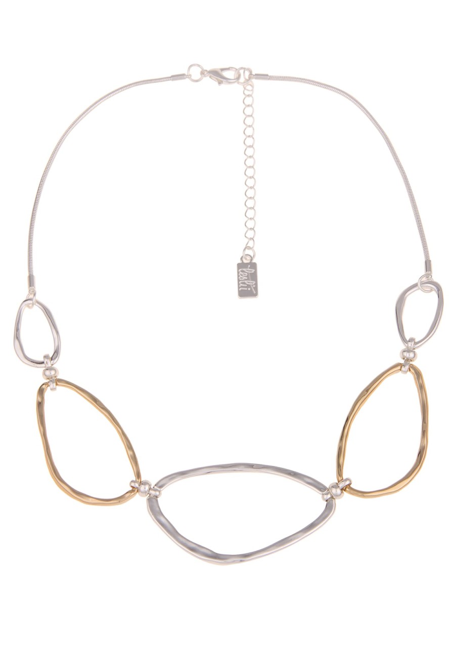 Ketten Leslii | Leslii Damen-Kette Statement Bicolor Collier Kurze Halskette Silberne Modeschmuck-Kette In Silber Go