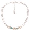 Ketten Leslii | Leslii Damen-Kette Natursteine Glieder-Kette Stein-Kette Kurze Modeschmuck-Kette Silber Mint