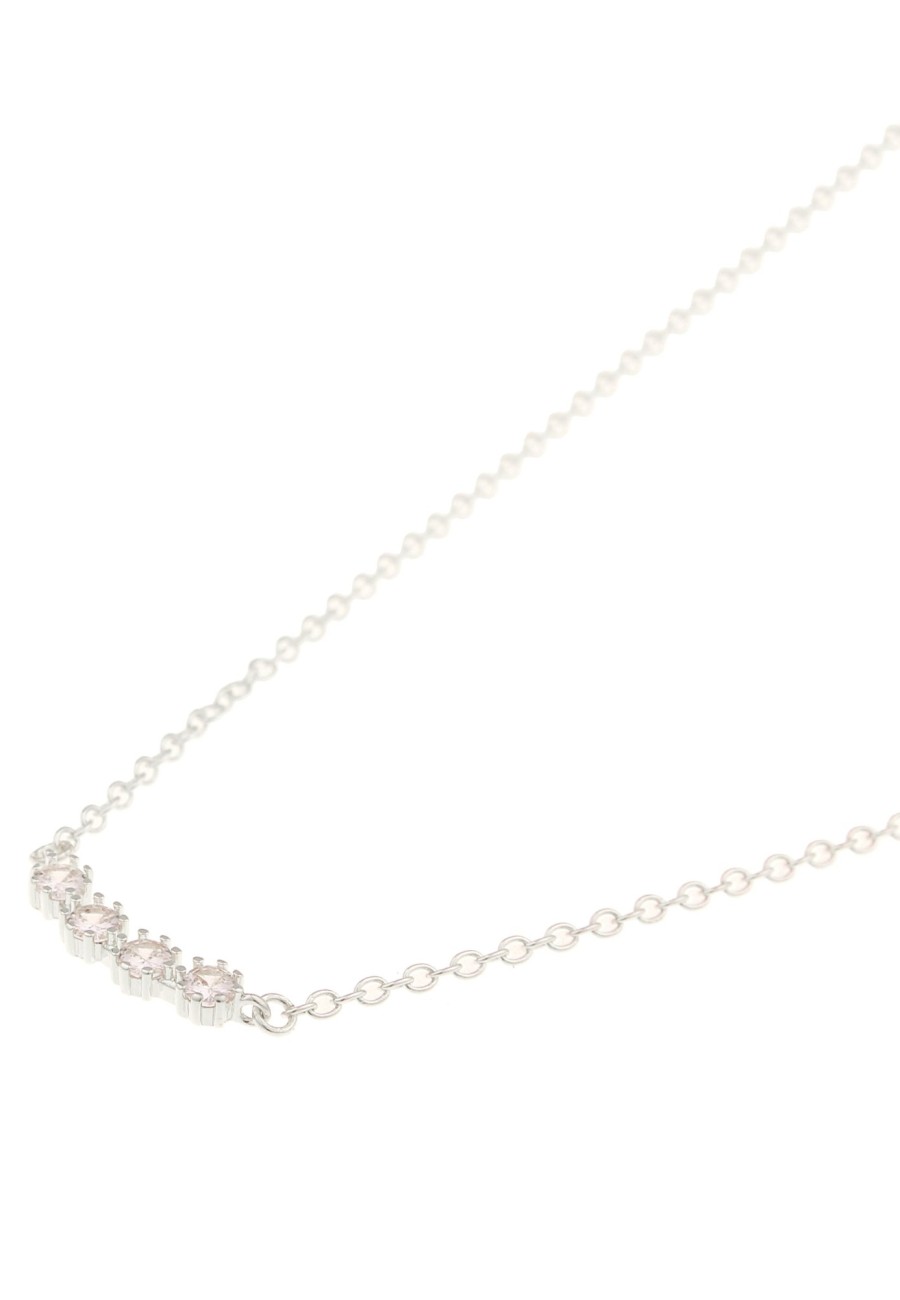 Ketten Leslii | Leslii Kurze Kette Glitzer Filigrane Gliederkette Collier Strass-Steine In Silber Weis