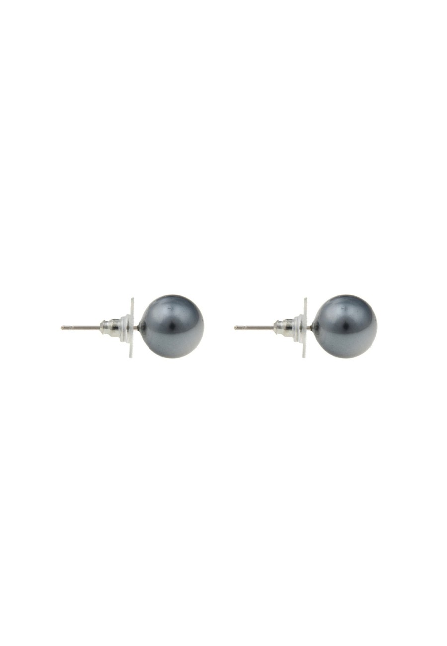 Ohrschmuck Leslii | Leslii Damen-Ohrringe Classic Perlen-Ohrringe Graue Perlen-Stecker 12Mm Ohrstecker In Grau