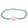 Armschmuck Leslii | Leslii Damen-Armband Jenna Blaue Glas-Perlen Weises Perlen-Armband Modeschmuck Blau Weis