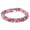 Armschmuck Leslii | Leslii Damen-Armband Klara Kristallkorn Glasperlen-Armband Modeschmuck-Armband Dehnbar Rosa Lila