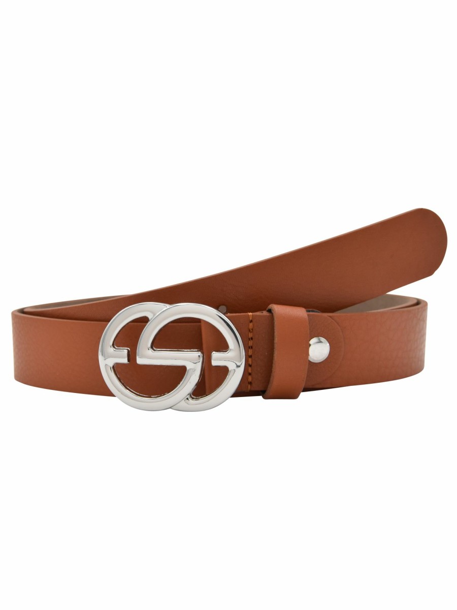 Gurtel Leslii | Leslii Premium Gurtel Echter Leder-Gurtel Brauner Gurtel Kalbs-Nappaleder Breite 3Cm Narbung Cognac