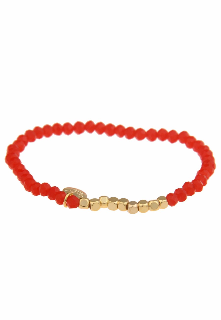 Armschmuck Leslii | Leslii Damen-Armband Kayla Kristall Glasperlen-Armband Modeschmuck-Armband Dehnbar Orange