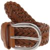 Gurtel Leslii | Leslii Damen-Gurtel Flecht-Gurtel Geflochtener Gurtel Breite 3,5Cm Brauner Gurtel Camel Braun Silber